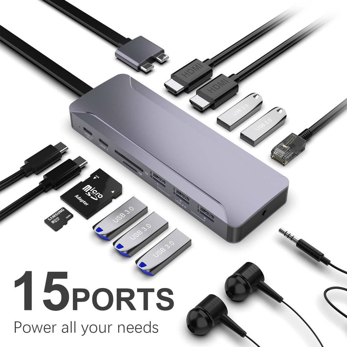 Rocketek双TYPE-C口拓展钨MAC（MacBook pro）专用扩展坞HUB厂家