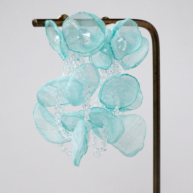 清冽海洋气息氛围感雪纺纱仙女花朵耳环无耳洞蚊香盘耳夹显瘦度假,饰品/流行首饰/时尚饰品新,耳夹,淘宝优惠券,粉丝福利购,淘宝优惠卷