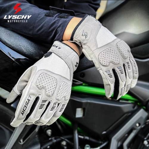 Lyschy雷翅摩托车夏季骑行防摔耐磨透气可触屏机车骑士手套男网眼