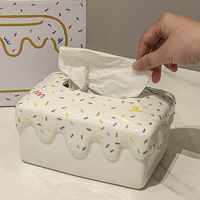 纸巾盒客厅创意可爱卫生纸盒家用茶几陶瓷装饰品收纳盒抽取式卫生