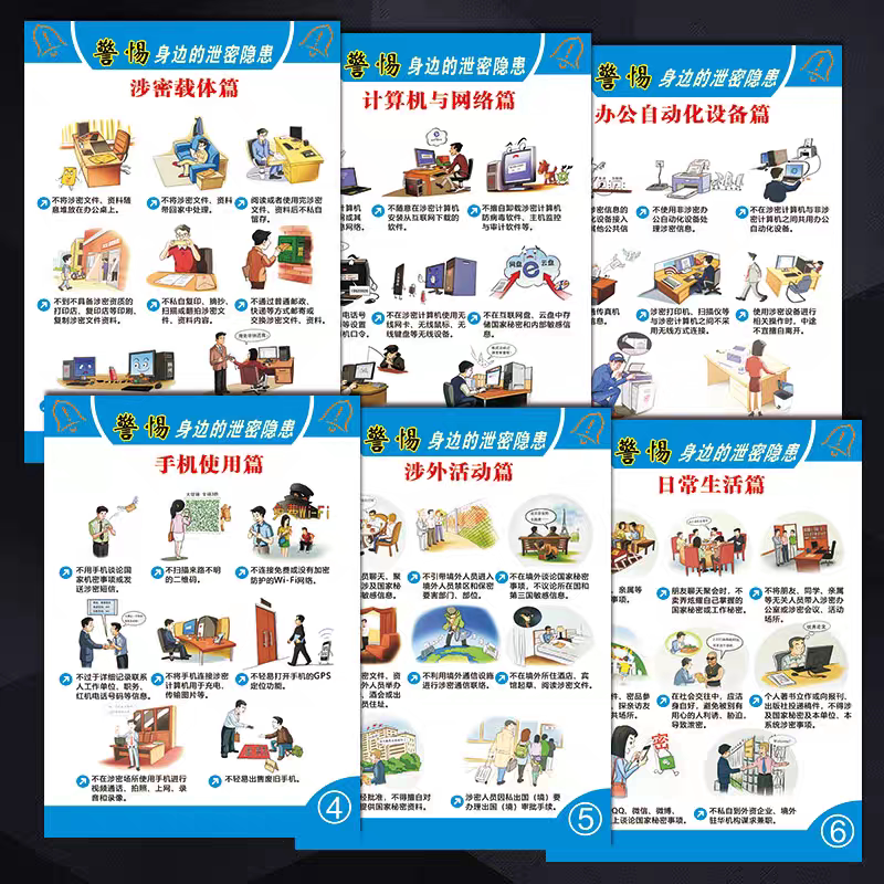 保密安全宣传画海报挂图警惕身边的泄密隐患宣传栏贴纸套图