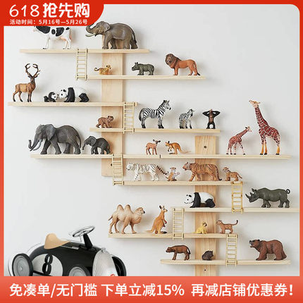 木工小舅 儿童房动物模型摆放展示架 墙上卢斯蒂格玩具收纳架装饰