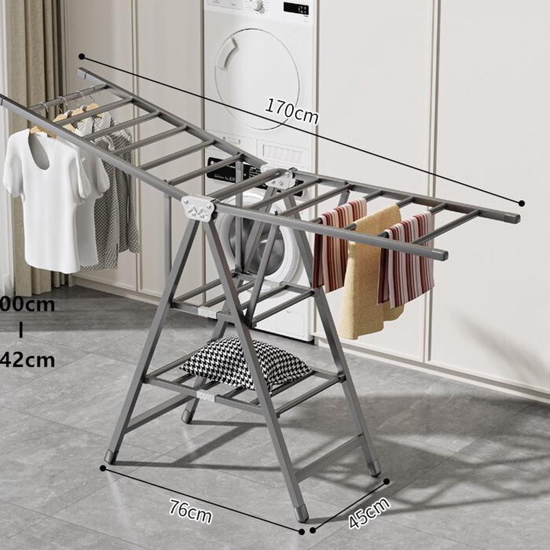 晾衣架落地折叠室内阳台晾衣杆加厚碳钢卧室凉晒衣架家用晒被子