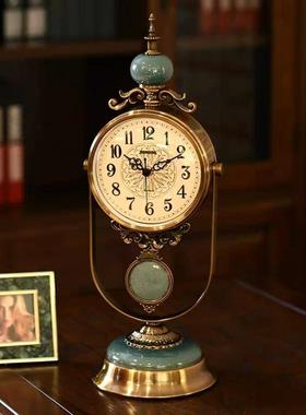 美式表摆台式轻奢座钟装饰坐钟家用摆件欧式石英钟表桌面摆件