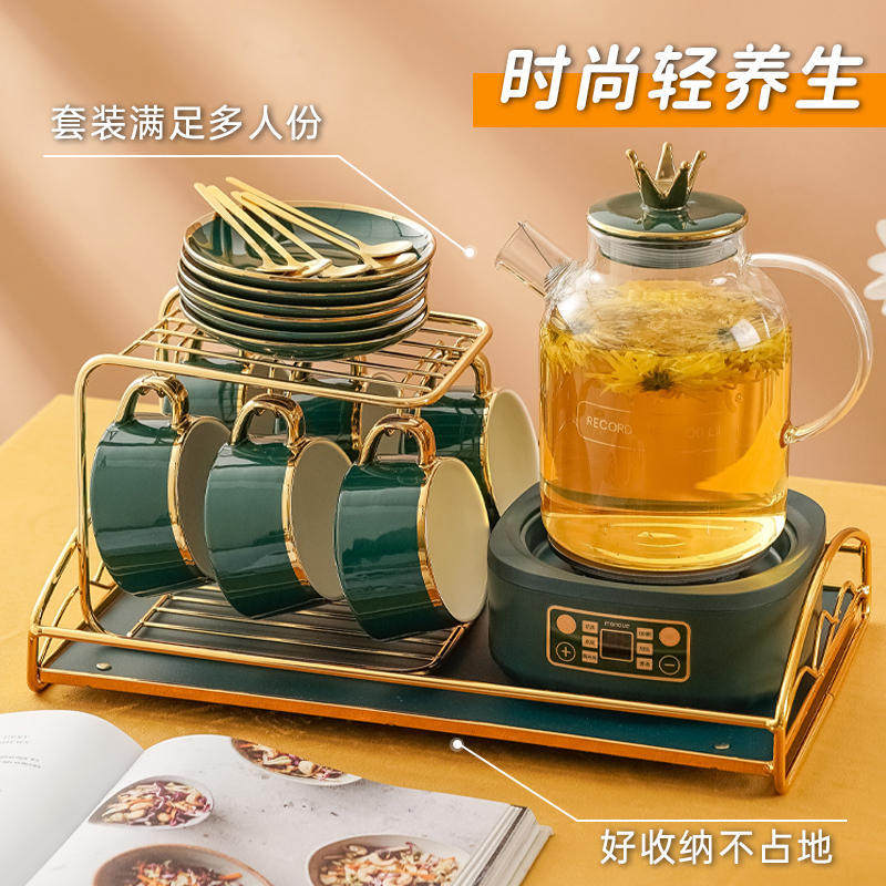 轻奢下午茶养生玻璃电煮水果花茶壶套装杯子套装家用大容量耐高温