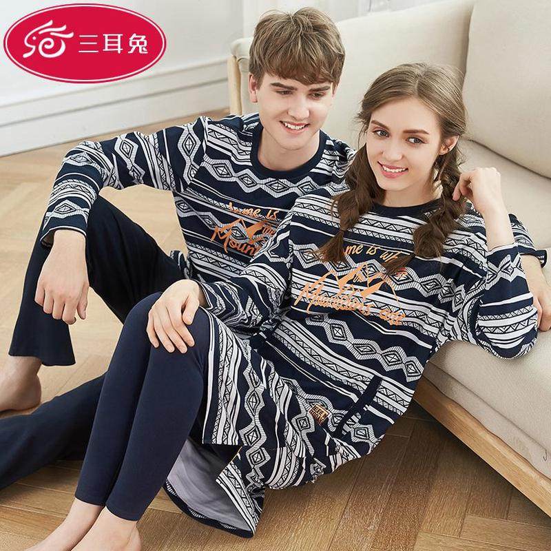 耳情侣睡衣春秋三女士圆领新款家居服休闲长袖男纯棉套头睡裙兔装,女士内衣/男士内衣/家居服,睡衣/家居服套装,淘宝优惠券,粉丝福利购,淘宝优惠卷