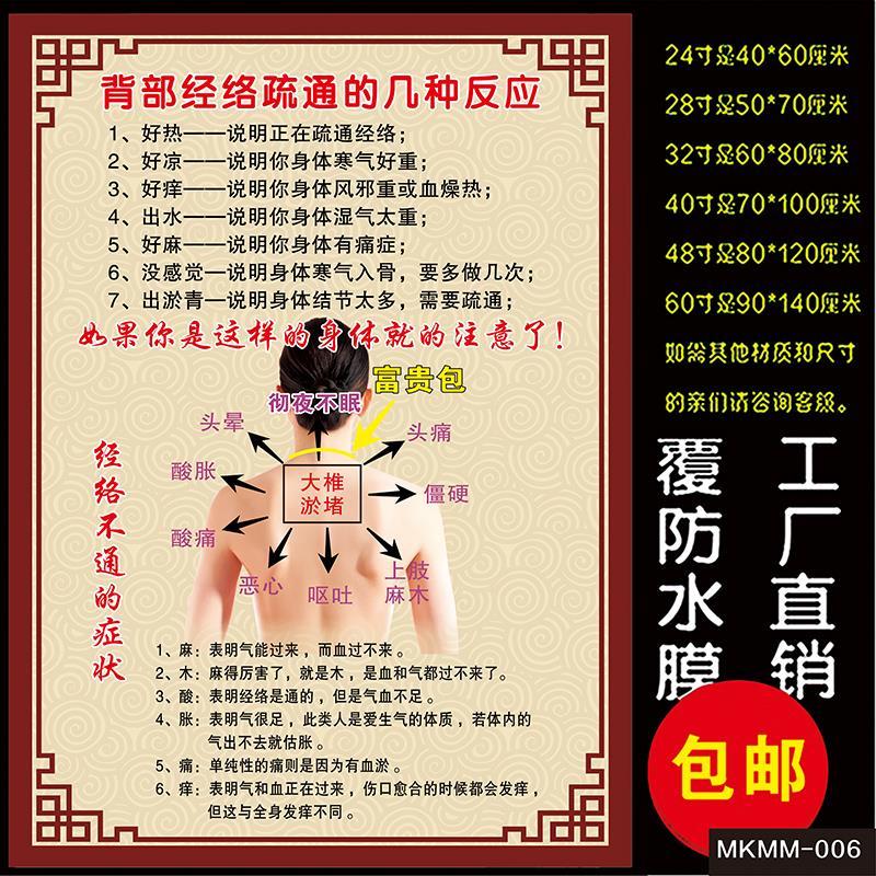 美容院肩颈椎病保养理疗大椎淤堵富贵包背部经络疏通几种反应墙贴