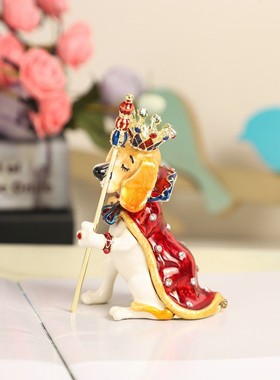 合金珐琅饰品盒权杖国王狗猎犬家居装饰盒首饰收纳盒小饰品摆件