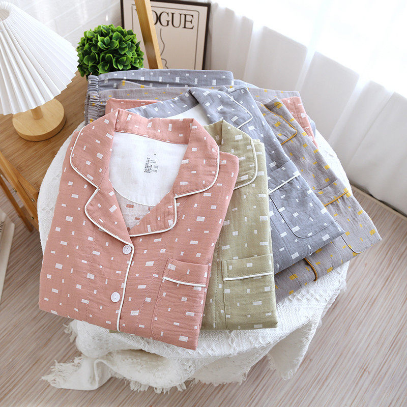 日系色织纯棉纱布情侣睡衣男女士春秋薄款长袖长裤家居服套装全棉,女士内衣/男士内衣/家居服,睡衣/家居服套装,淘宝优惠券,粉丝福利购,淘宝优惠卷