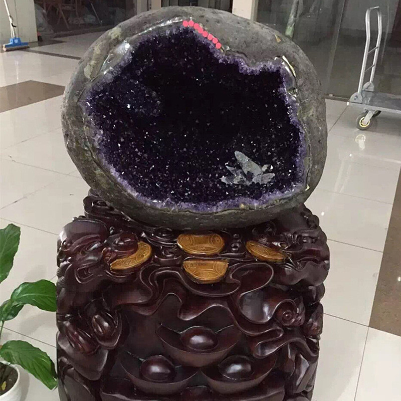 巴西紫晶聚宝盆乌拉圭玛瑙紫晶聚宝盆紫晶洞招财摆件 公司