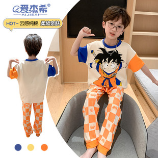 男大童睡衣夏款2025新款儿童纯棉夏季薄款青少年男孩长裤夏天