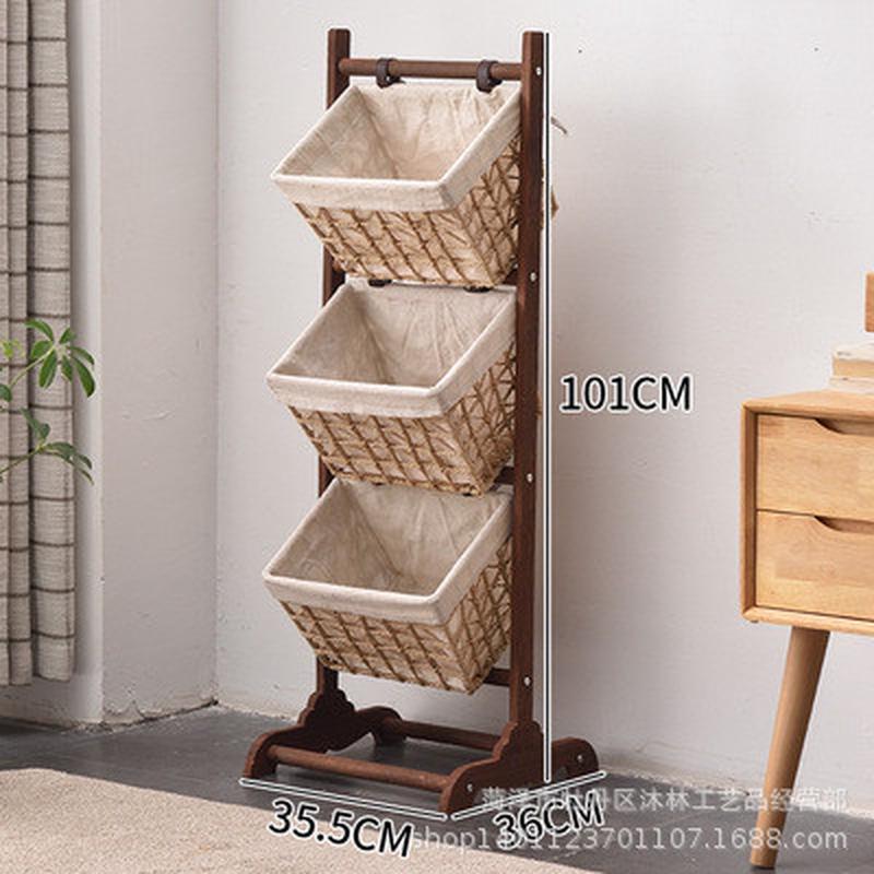 零食收纳架家用收储物架卧室客厅书报架田园牛津布多层置物架落地