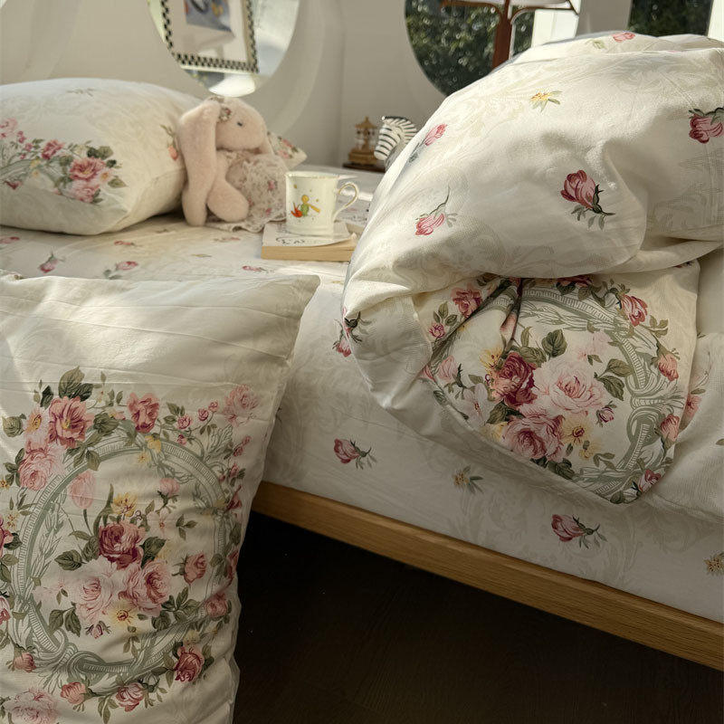 田园少女心粉色碎花床上四件套全棉纯棉1.5m1.8米被套床单三件套,床上用品,床品套件/四件套/多件套,淘宝优惠券,粉丝福利购,淘宝优惠卷