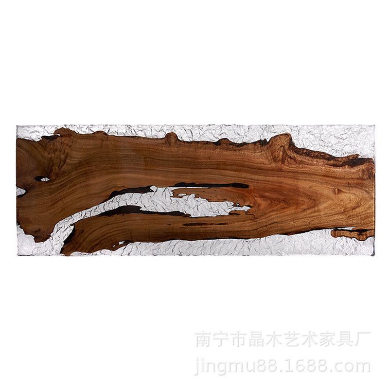 环氧树脂茶桌茶台冰裂水晶桌河流桌实木大板桌子原木茶桌餐桌茶几