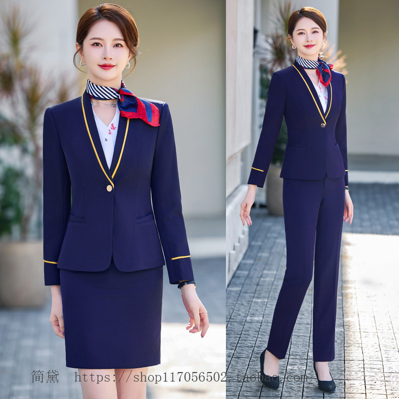 速发空姐制服职业西装套装女春季空乘酒店前台接待美容院珠宝店工