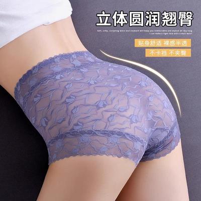 新品高腰性感蕾丝内裤女士2025新款收腹提臀无痕大码胖mm纯棉裆7A
