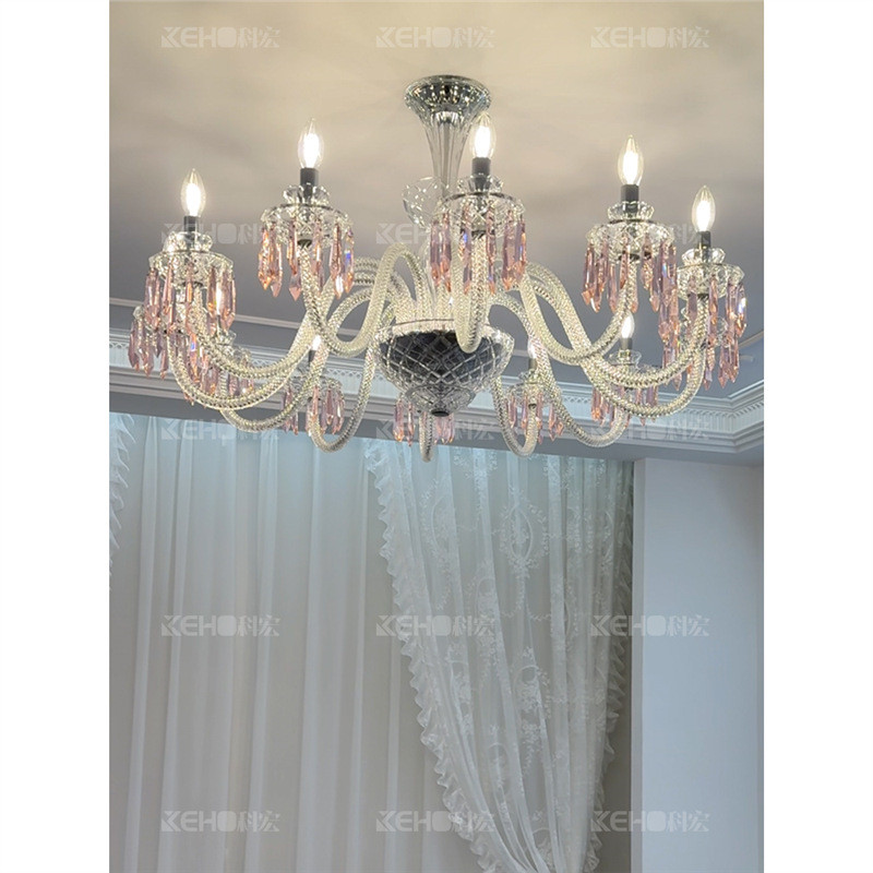 法式客厅灯餐厅吊灯吸顶灯别墅粉色卧室灯大厅轻奢高级水晶灯主灯