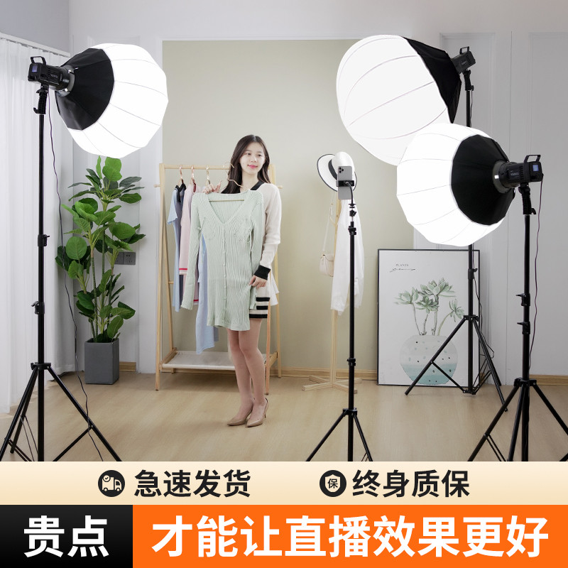 LED补光灯直播间摄影拍摄灯光打光灯主播用美颜嫩肤室内专用人像拍照拍服装视频影棚专业球形柔光灯箱落地