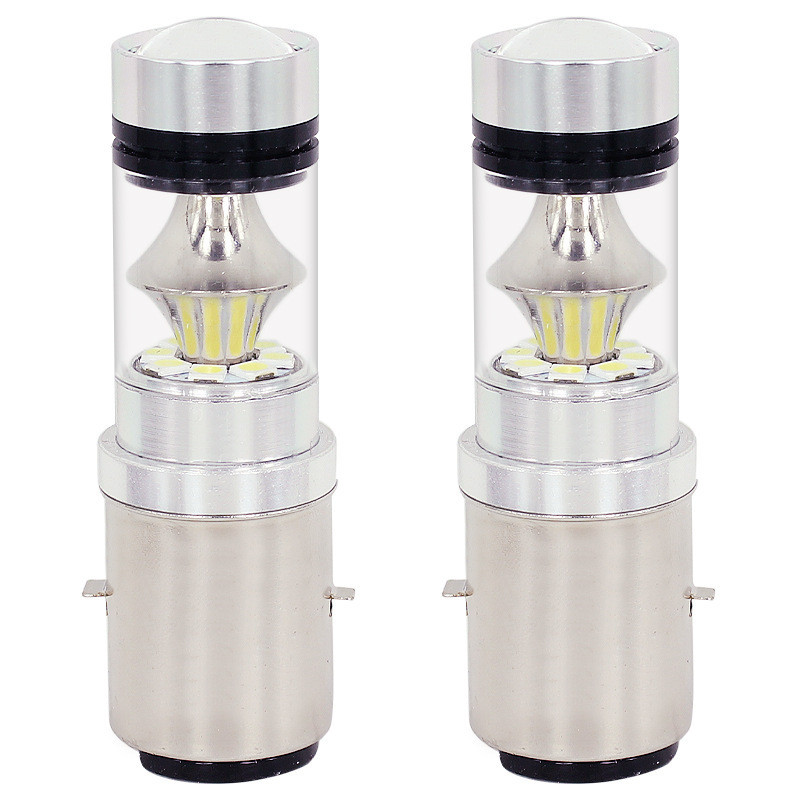 摩托车双爪通用大功率20LED前大灯 H6 BA20D高亮 电动车前照灯泡