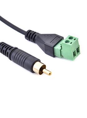 镀金免焊音频RCA公转免焊接绿色端子转接线莲花公音响接线AV插头