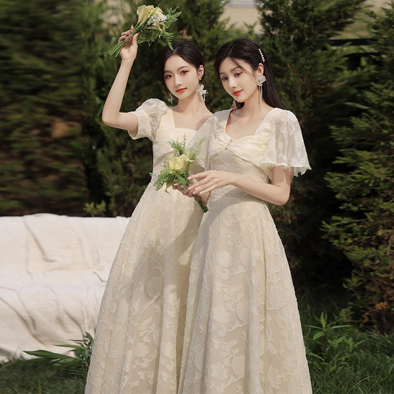 新品香槟色伴娘服2025新款春季姐妹团婚礼日常可穿小众高级感礼服