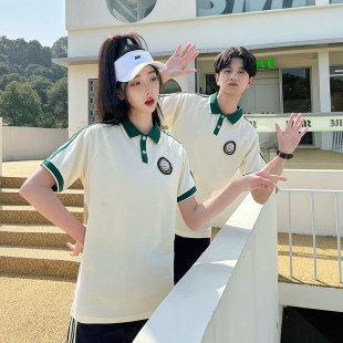 学院风初中生宽松POLO 速发高品质夏季 六年级韩式 短袖 t恤班服套装