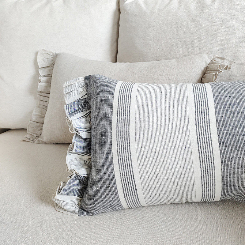 麻布肌理 100%亚麻木耳边沙发腰枕靠垫汉麻30*50长方形抱枕送枕芯,居家布艺,腰靠垫,淘宝优惠券,粉丝福利购,淘宝优惠卷