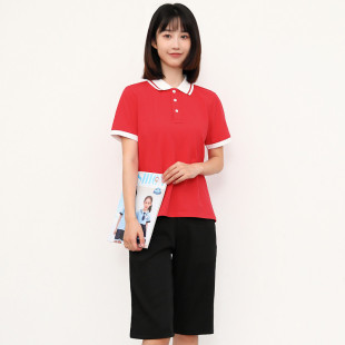 红色polo衫 爆卖新款 幼师短袖 夏季 托育园教师工 幼儿园老师园服套装