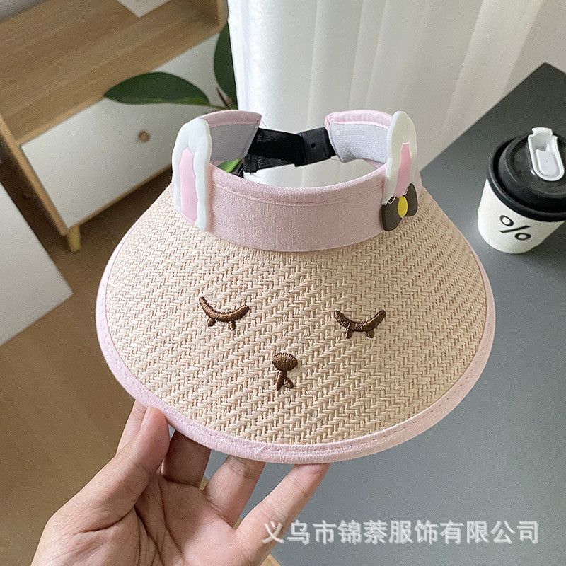 儿童防晒帽女童2025新款夏季带风扇防紫外线空顶遮阳帽男童太阳帽