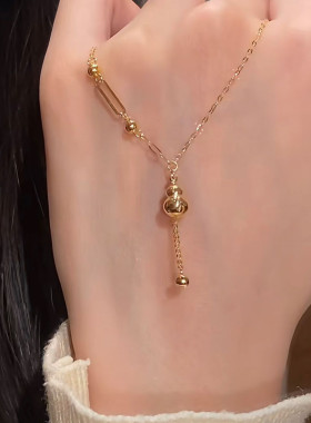 999纯银流苏小葫芦项链女高级感轻奢小众设计感锁骨链情人节礼物