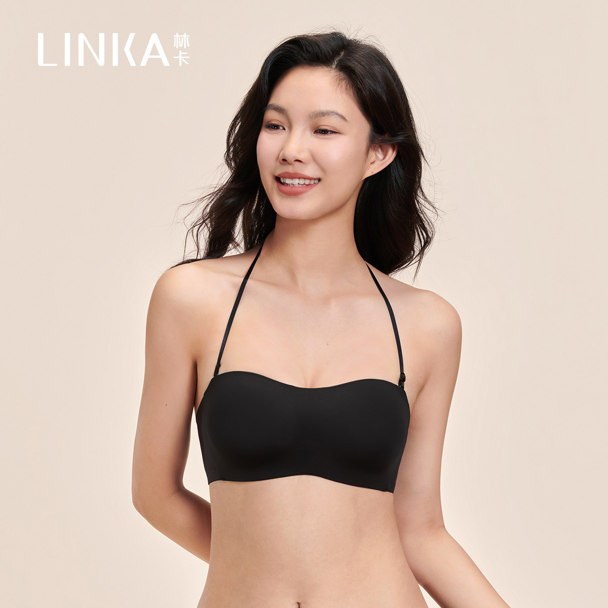 林卡抹胸无肩带内衣女小胸聚拢美背无痕防滑隐形裹胸无钢圈文胸