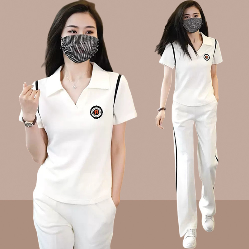 新品2025夏季新款女士运动服套装休闲时尚短袖长裤两件套小个子爆