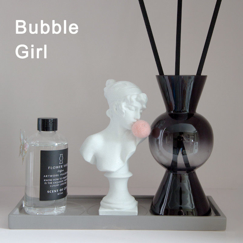 留连粉红色吹泡泡女孩小雕像香薰套装高级感小众艺术法式装饰摆件,家居饰品,桌面摆件,淘宝优惠券,粉丝福利购,淘宝优惠卷