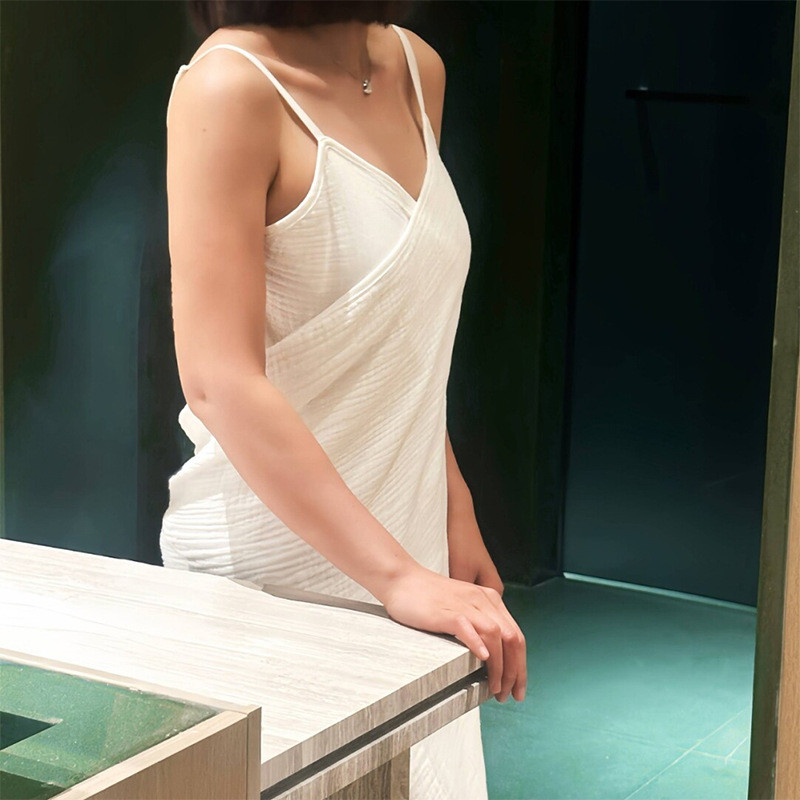 穿戴式纱布吊带浴巾浴袍女款纯色浴裙露背洗澡式速干成人可穿吸水