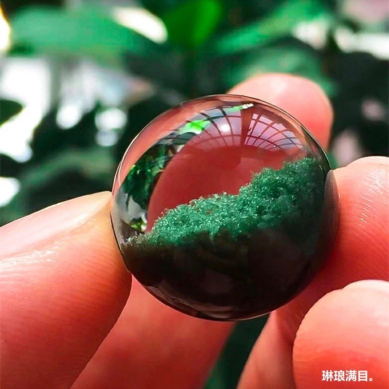 天然巴西绿幽灵手链男聚宝盆手串千层山满天星手链男女款单圈水晶