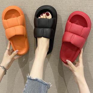 2024外穿踩屎感情侣男时尚居家夏季厚底拖鞋女防滑凉拖鞋方块新款