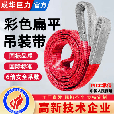 成华巨力国标彩色扁平吊装带3/5/10吨米双扣工业吊车吊带起重吊绳