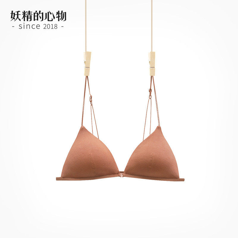 小胸细肩带平胸法式前扣内衣夏季薄款外穿细带美背文胸三角杯