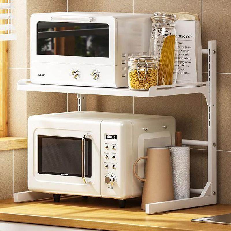 厨房加厚粗可伸缩置物架微波炉锅炉烤箱家用架子双层台面多层收纳,厨房/烹饪用具,微波炉置物架,淘宝优惠券,粉丝福利购,淘宝优惠卷