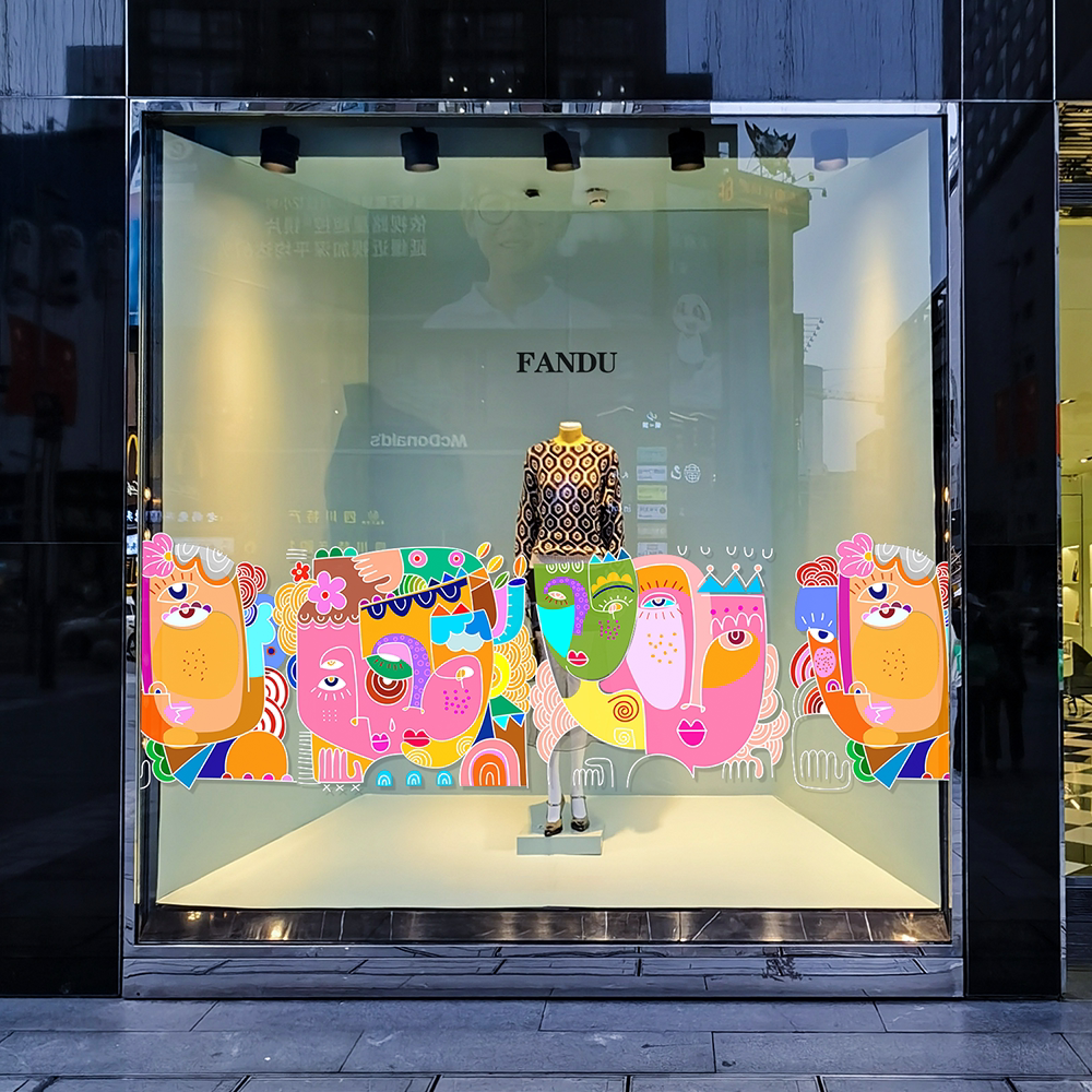 毕加索彩色时尚艺术玻璃门贴纸装饰静电贴画美术绘画培训教室布置图片