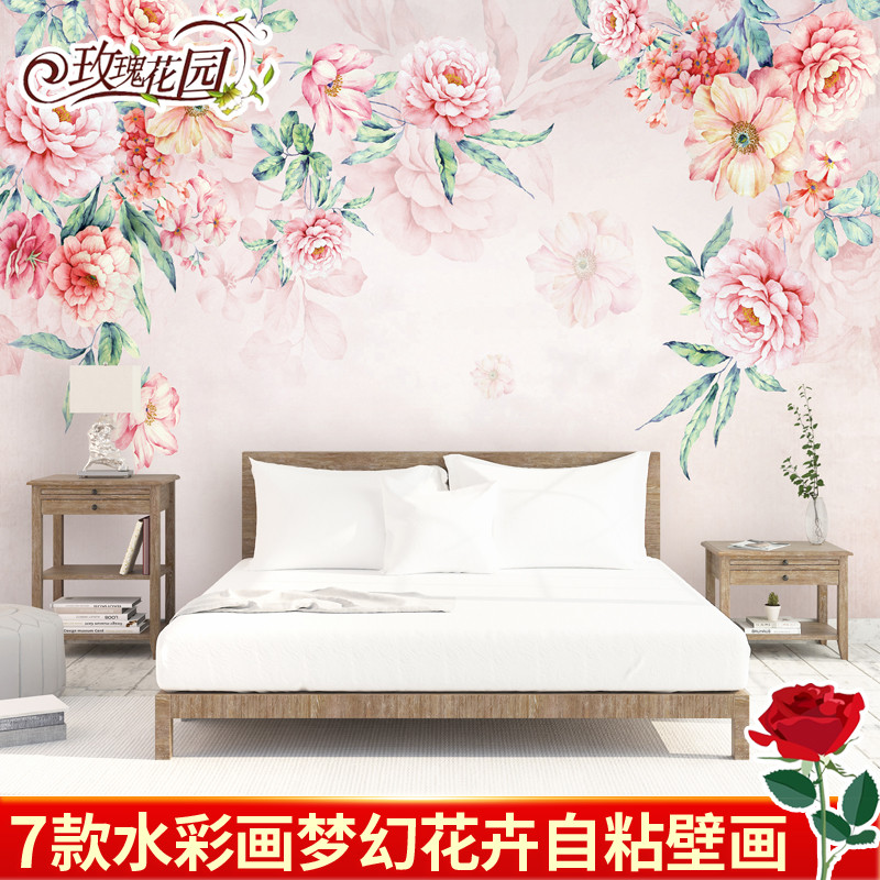 墙纸自粘卧室墙贴画北欧3d立体ins少女心床头背景墙装饰贴画墙贴图片