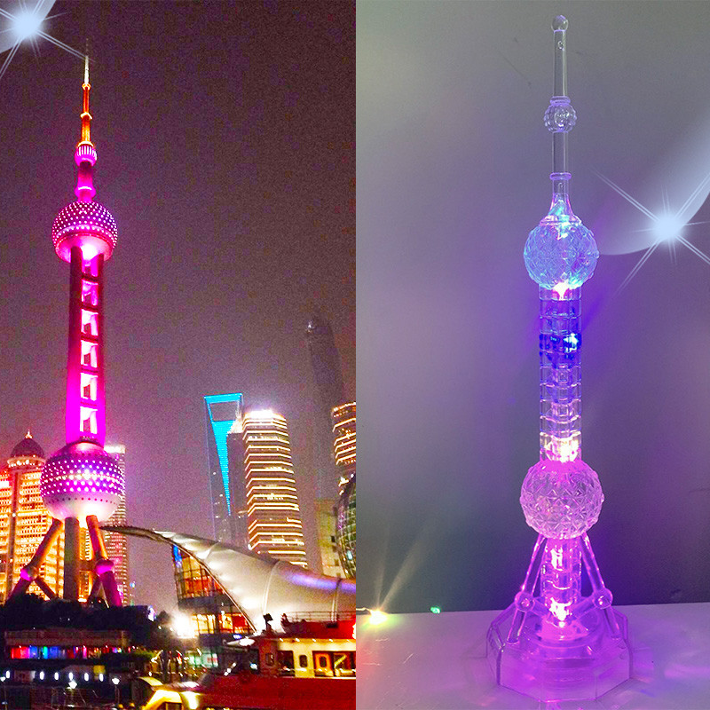 发光LED灯东方明珠塔模型摆件上海电视塔特色旅游纪念品送老外礼