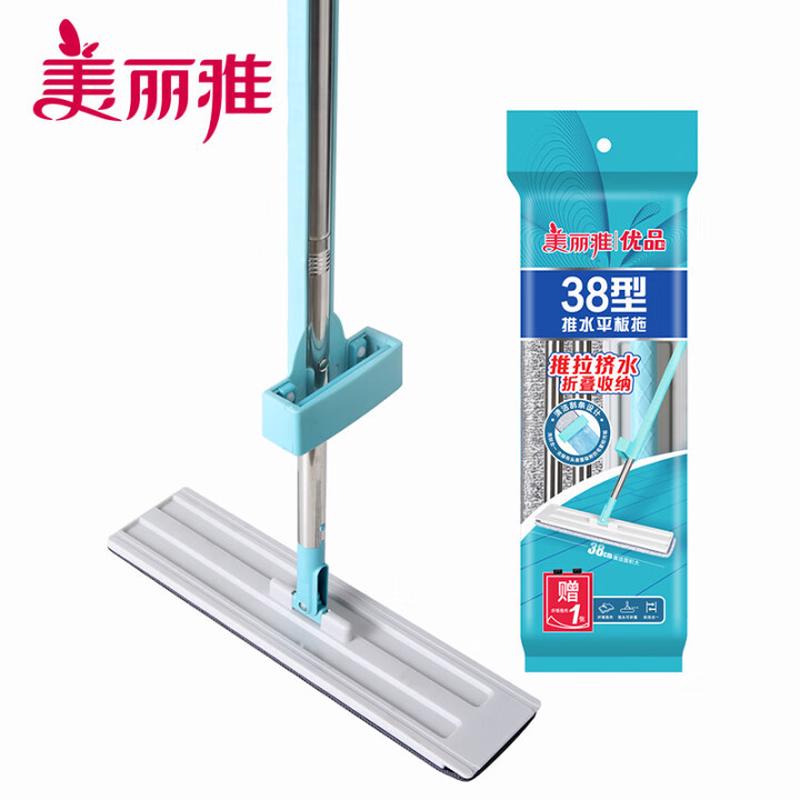 美丽雅免手洗平板拖把干湿两用懒人地拖家用厨房一拖净拖布热销