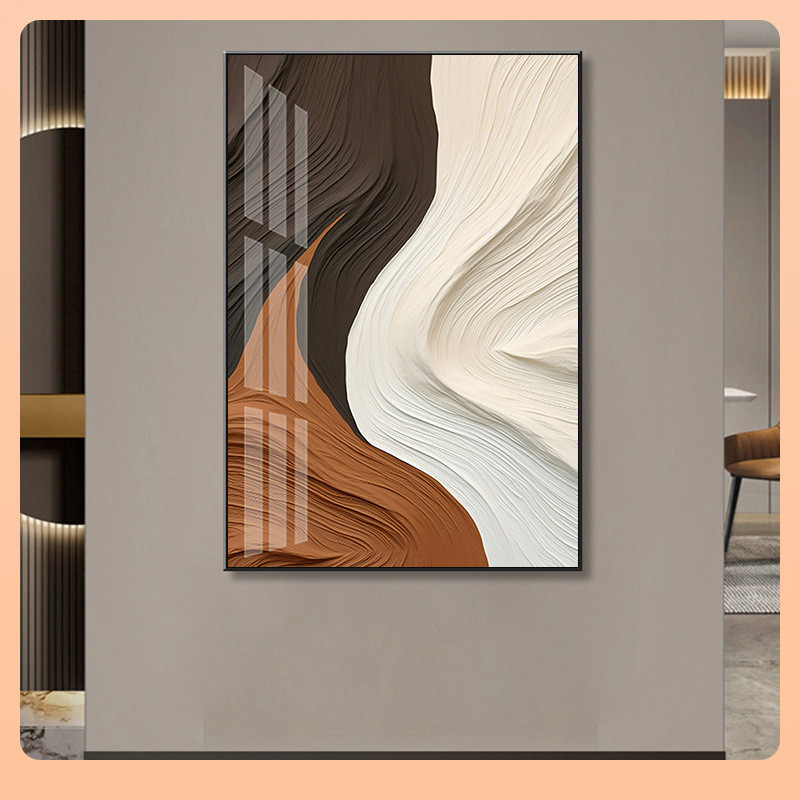 ?玄关入户正对门肌理挂画客厅抽象油画几何装饰画床头餐厅卧