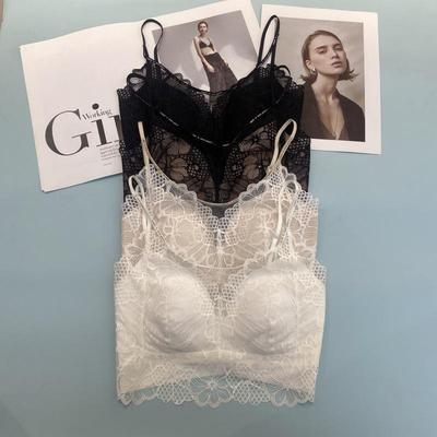 9539花卉蕾丝兔耳杯抹胸美背女薄款聚拢防走光无痕网纱裹胸内衣