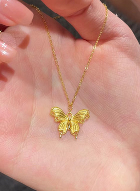 999纯银蝴蝶项链女款轻奢小众新中式锁骨链2025新款爆款生日礼物