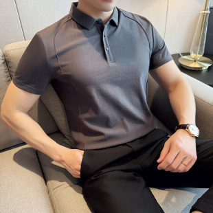 短袖 好货英伦雅痞风POLO衫 男高级感痞帅商务休闲解构设计白色翻领