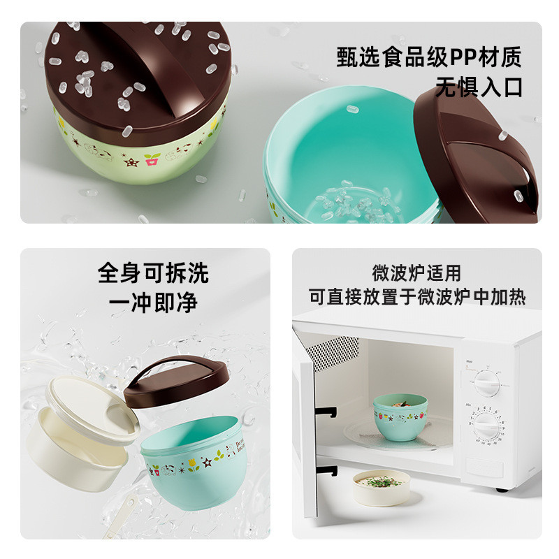 圆形饭盒微波炉专用食品级加热便当盒密封保鲜盒儿童午餐盒子批发