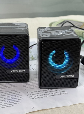 超有氛围 ARCHEER笔记本电脑小型音箱RGB灯效USB供电有线音响一对