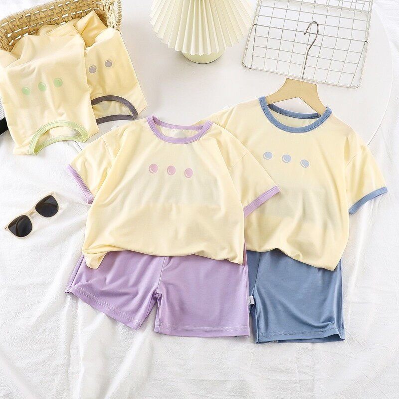 儿童小孩睡衣男孩棉宝宝小朋友夏季薄款女童冰丝家居服男宝厂家